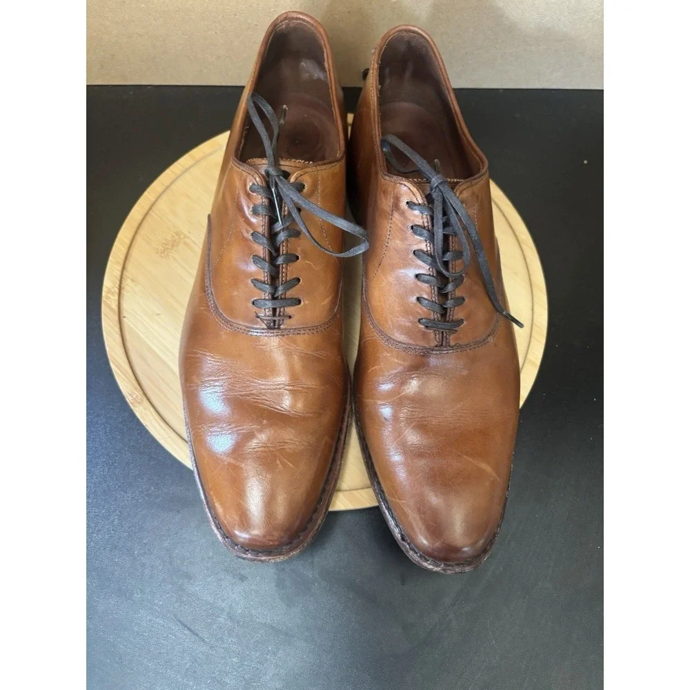 Allen Edmonds Shoes Mens Size 11.5 B Carlyle Oxford Brown Tan Plain Toe Dress